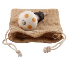 Mustard Polka Dotted Ceramic Floral Wine Stopper