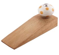 Mustard Dotted Ceramic Floral Door Stopper