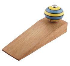 Turquoise And Yellow Striped Ceramic Floral Door Stoppers