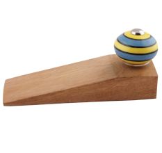 Turquoise And Yellow Striped Ceramic Floral Door Stoppers