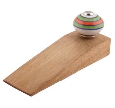 Pea Green Striped Ceramic Floral Door Stoppers
