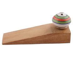 Pea Green Striped Ceramic Floral Door Stoppers