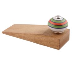 Pea Green Striped Ceramic Floral Door Stoppers