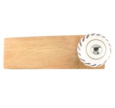 White Etched Ceramic Floral Door Stopper