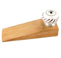 White Etched Ceramic Floral Door Stopper