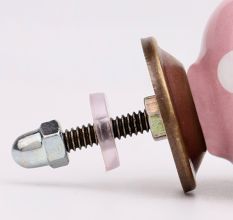 Pink Polka Dotted Small Ceramic Cabinet Knobs