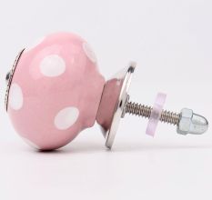 Pink Polka Dotted Small Ceramic Cabinet Knobs