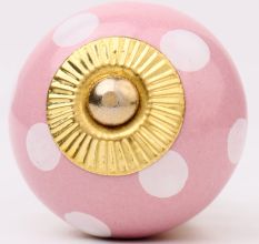 Pink Polka Dotted Small Ceramic Cabinet Knobs