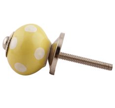 Yellow Dotted Small Ceramic Cabinet Knobs