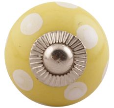 Yellow Dotted Small Ceramic Cabinet Knobs