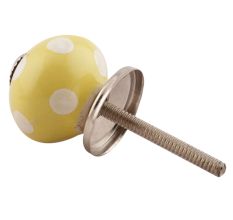 Yellow Dotted Small Ceramic Cabinet Knobs