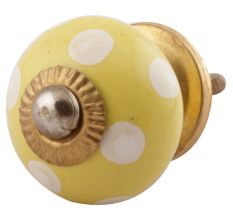 Yellow Dotted Small Ceramic Cabinet Knobs