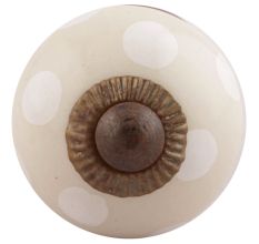 Cream Dotted Small Ceramic Drawer Knobs Online 