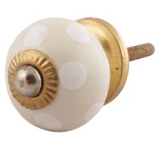 Cream Dotted Small Ceramic Drawer Knobs Online 