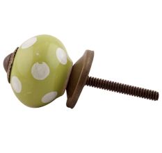 Pea Green Dotted Small Ceramic Drawer Knobs