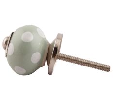 Sage Green Dotted Small Ceramic Cabinet Knobs Online