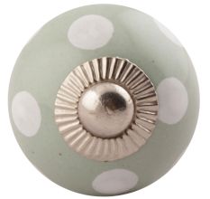 Sage Green Dotted Small Ceramic Cabinet Knobs Online