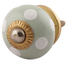 Sage Green Dotted Small Ceramic Cabinet Knobs Online