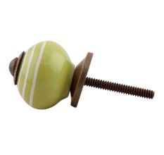 Lime Green Striped Small Ceramic Cabinet Knobs