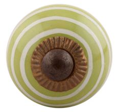 Lime Green Striped Small Ceramic Cabinet Knobs