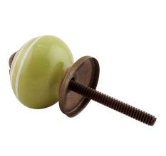 Lime Green Striped Small Ceramic Cabinet Knobs
