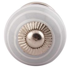 Grey Striped Small Ceramic Drawer Knobs
