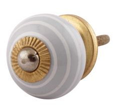 Grey Striped Small Ceramic Drawer Knobs