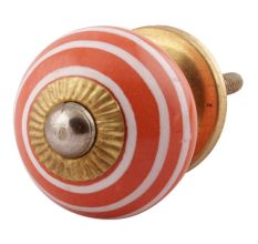 Orange Striped Small Ceramic Dresseer Knobs