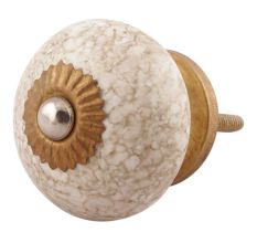 White Marble Ceramic Floral Cabinet Knobs