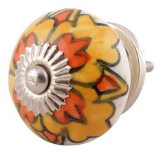 Mustard Ceramic Flower Drawer Knobs
