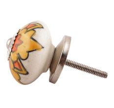 Mustard Ceramic Flower Drawer Knobs