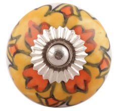 Mustard Ceramic Flower Drawer Knobs