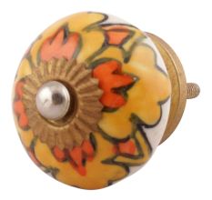 Mustard Ceramic Flower Drawer Knobs