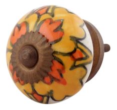 Mustard Ceramic Flower Drawer Knobs