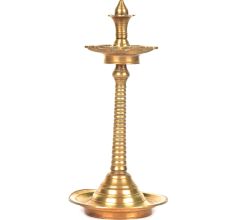 Five Wick Brass Oil Lamp with Stand