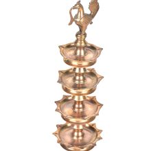 Artistic Peacock Brass Temple Oil Lamp Stand