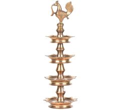 Artistic Peacock Brass Temple Oil Lamp Stand