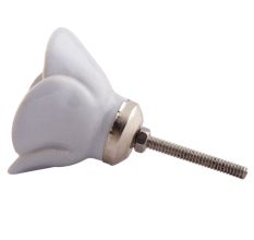 Light Blue Medium Rose Flower Ceramic Dresser Knob