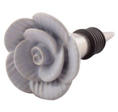 Light Blue Medium Rose Flower Ceramic Wine Stopper 