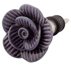 Purple Medium Rose Flower Ceramic Wine Stopper
