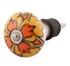 Mustard Ceramic Flower Wine Stopper