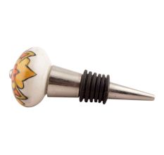 Mustard Ceramic Flower Wine Stopper