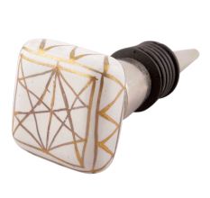 White And Golden Square Ceramic Wine Stopper