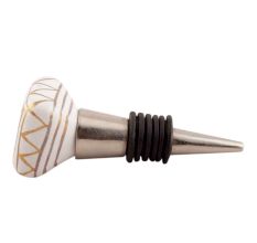 White And Golden Square Ceramic Wine Stopper