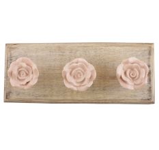Baby Pink Rose Flower Ceramic Wooden Hook