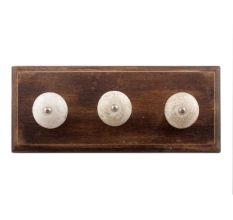 White Marble Ceramic Floral Wooden Hooks