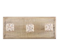 White And Golden Square Ceramic Wooden Hooks 