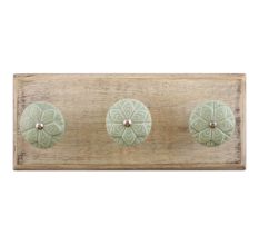 Sage Green Ceramic Flower Wooden Hooks 