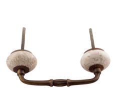White Marble Ceramic Floral Bridge Handles 