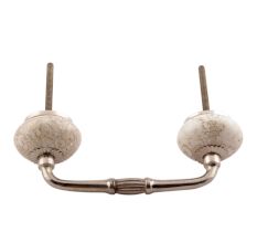 White Marble Ceramic Floral Bridge Handles 